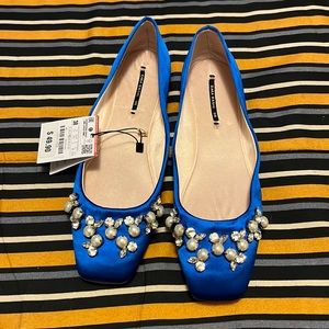 NWT Zara ballet flats with stones, size 38
